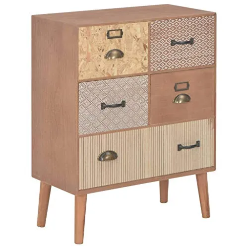 SKM Credenza con 5 Cassetti Marrone 60x30x78 cm MDF