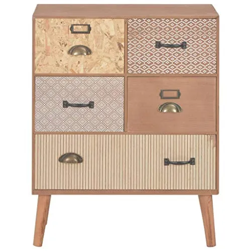 SKM Credenza con 5 Cassetti Marrone 60x30x78 cm MDF