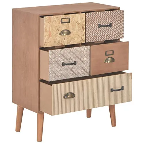 SKM Credenza con 5 Cassetti Marrone 60x30x78 cm MDF