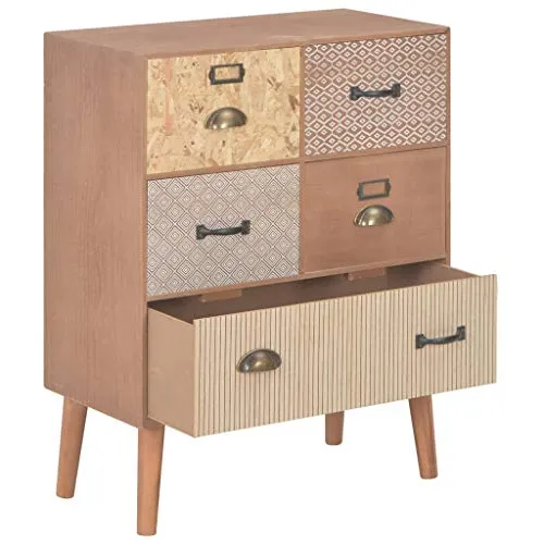 SKM Credenza con 5 Cassetti Marrone 60x30x78 cm MDF