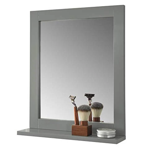 SoBuy Specchiera Bagno con mensole Grigio Specchio L40*A50*P10 cm, FRG129-SG
