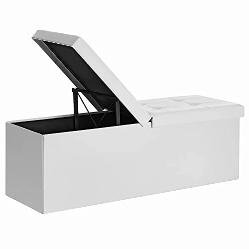 SONGMICS Pouf Contenitore, Cassapanca Contenitore da 120 Litri con Coperchio Ribaltabile, con Sedile Imbottito e Supporto...
