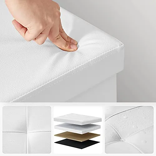 SONGMICS Pouf Contenitore, Cassapanca Contenitore da 120 Litri con Coperchio Ribaltabile, con Sedile Imbottito e Supporto...
