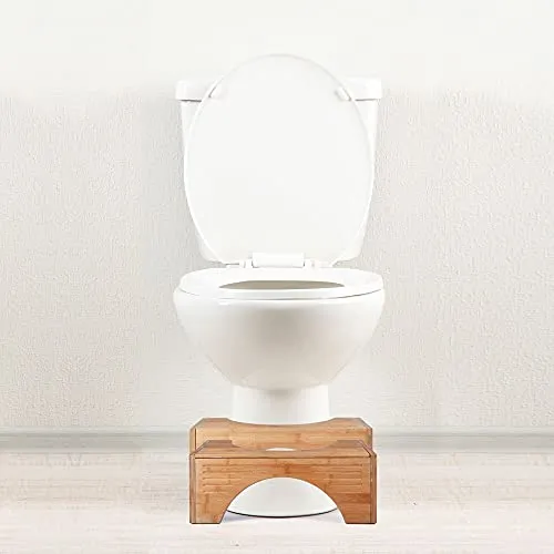 Squatty Potty Sgabello per WC bambù, regolabile 17 e 20 cm, riduce il rischio di prolasso, emorroidi (pile), diverticolite...