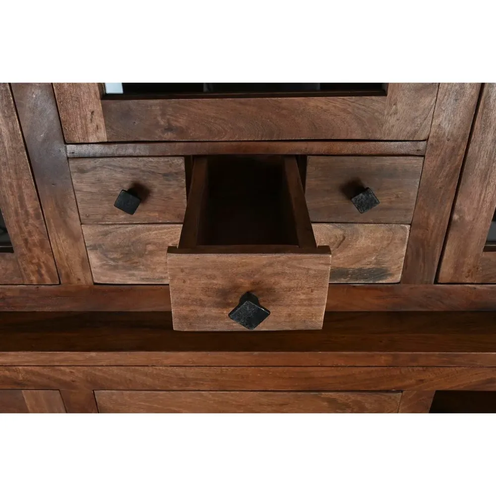 Stand Espositore DKD Home Decor Marrone Teca Metallo (160 x 40 x 175 cm)