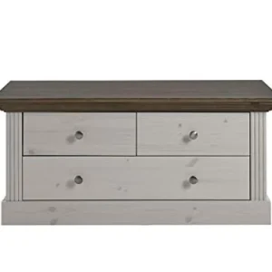 Steens 3170230269001F, Panca Monaco con 3 cassetti, Legno di Pino Massiccio, 104 x 46 x 42 cm, Bianco (Weiß)