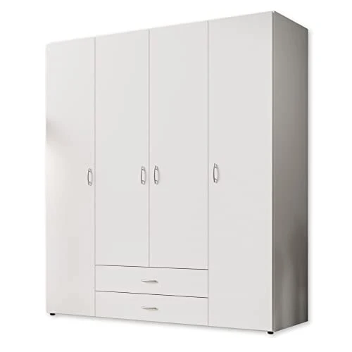 BASE Armadio senza tempo bianco - Armadio versatile con ante cerniera e molto spazio - 160 x 177 x 52 cm Stella Trading