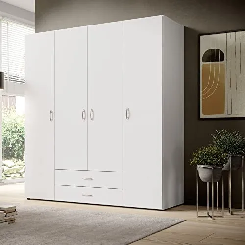 BASE Armadio senza tempo bianco - Armadio versatile con ante cerniera e molto spazio - 160 x 177 x 52 cm Stella Trading