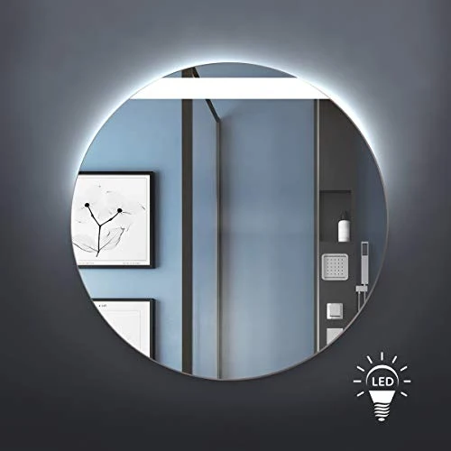 styleglass Specchio Bagno Tondo Leon Diamentro 60 cm, Made Italy, Retroilluminato LED adiacente alla sabbiatura, Telaio PV...