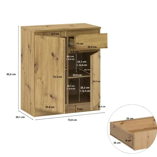 Comò con un piccolo cassetto e due ante, pensile, multiuso, per soggiorno, camera da letto, cameretta dei bambini, guardar...