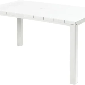 Tavolo Da Giardino Julie 147X90X75 Cm Polipropilene Effetto Legno Con Struttura Metallo E Foro Ombrellone Colore Bianco Keter