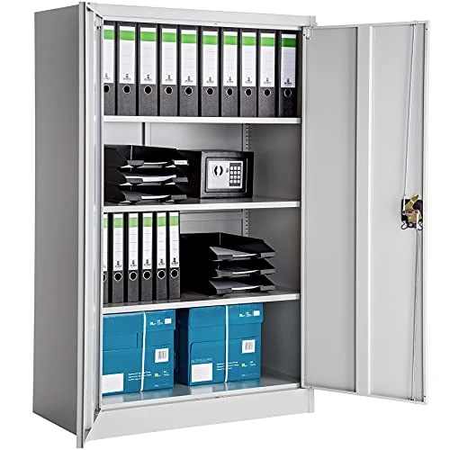 TecTake Armadio armadietto metallo con ripiani grigio - disponibili diverse misure - (140x90x40 cm | no. 402482)