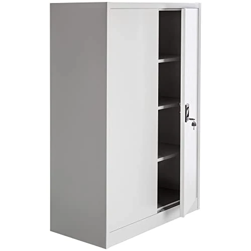 TecTake Armadio armadietto metallo con ripiani grigio - disponibili diverse misure - (140x90x40 cm | no. 402482)