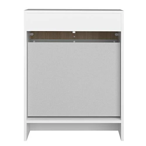 Temahome Combi, Armadietto da Bagno con Portabiancheria, Bianco/Beige (White & Oak)