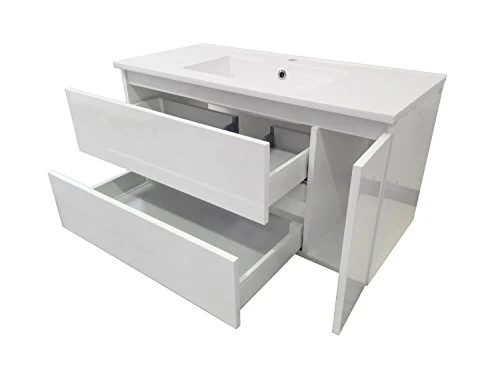 tft Mobile da Bagno Sospeso con Lavabo Specchio e Lampada LED FEBE Rovere Miele