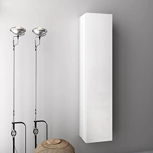 tft Mobile da Bagno Sospeso Melamina Antigraffio 160x32x35cm Luna Bianco Lucido