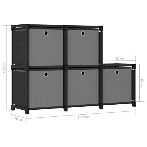 Tidyard Armadietto, Mensola con 5 Vani Cubo e Scatole, Cassettiera Componibili, Cassetti e Scaffali, Tessuto 103x30x72,5 c...