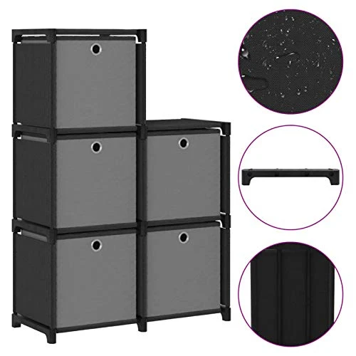 Tidyard Armadietto, Mensola con 5 Vani Cubo e Scatole, Cassettiera Componibili, Cassetti e Scaffali, Tessuto 103x30x72,5 c...