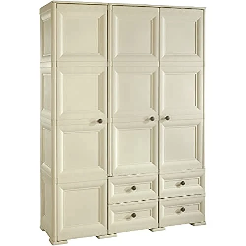 Tontarelli Omnimodus Armadio 3 Ante 4 Cassetti, Angora, 118x47x164 cm, plastica