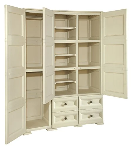 Tontarelli Omnimodus Armadio 3 Ante 4 Cassetti, Angora, 118x47x164 cm, plastica