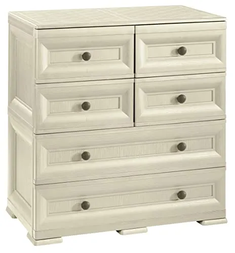 Tontarelli S.p.. CASSETTIERA 4 CASS. Piccoli, 2 Grandi Mobile Contenitore, Angora, 79x47x85.5 cm