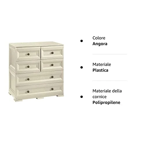 Tontarelli S.p.. CASSETTIERA 4 CASS. Piccoli, 2 Grandi Mobile Contenitore, Angora, 79x47x85.5 cm