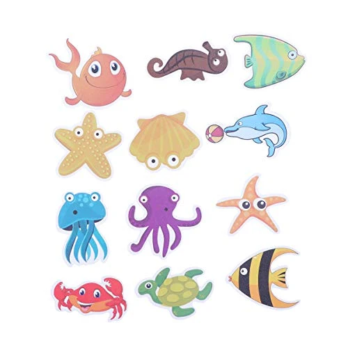 TOPBATHY 2 * 12pcs Non-Slip Bathtub Stickers Self-Adhesive Sticker Marine Organism Decals Bath Tub Shower Surfaces