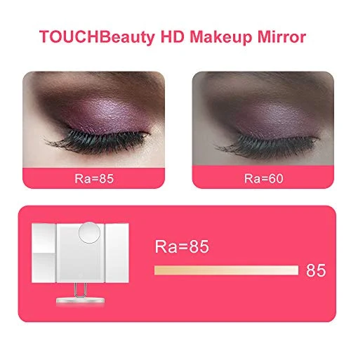 TOUCHBeauty Specchio per Trucco Illuminato,Specchio Trucco con Luce LED Regolabile,Ingranditore 1X/2X/3X/7X,con Touch Scre...