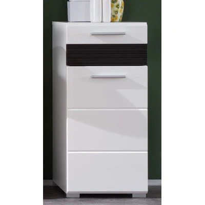 trendteam smart living Mezzo, 1280-802-12 Comò con facciata bianca lucida con inserto legno scuro di quercia, struttura sc...