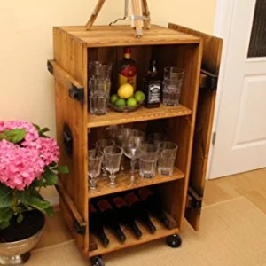 Mobile bar vintage stile shabby chic legno massello noce Uncle Joe's