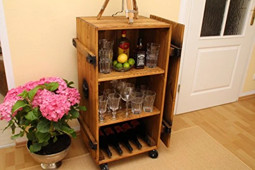 Mobile bar vintage stile shabby chic legno massello noce Uncle Joe's