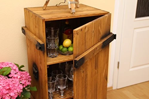 Mobile bar vintage stile shabby chic legno massello noce Uncle Joe's