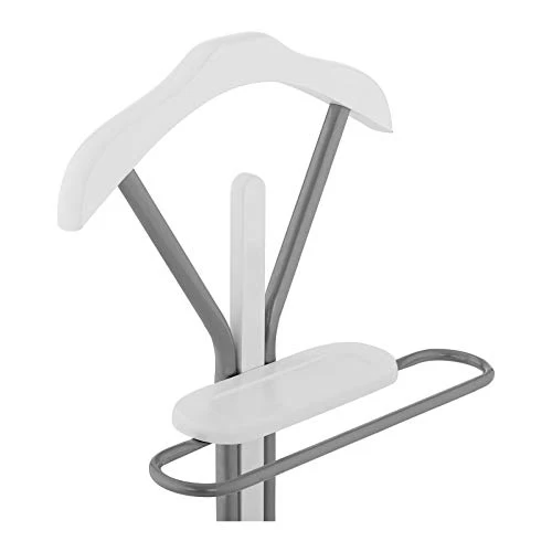 Uniprodo Indossatore da Camera Appendiabiti Servomuto Uni_Stand_02 (Acciaio Verniciato Polvere, 2 Barre, Argento e Bianco)
