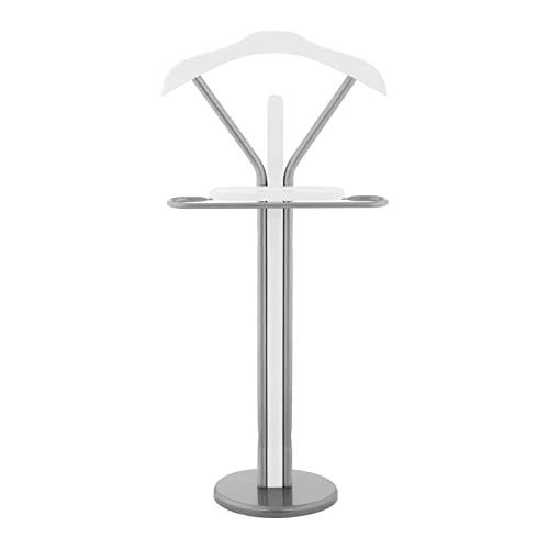 Uniprodo Indossatore da Camera Appendiabiti Servomuto Uni_Stand_02 (Acciaio Verniciato Polvere, 2 Barre, Argento e Bianco)