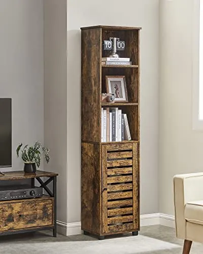 VASAGLE Mobile da Bagno, Armadio Alto per Bagno, Organizzatore Portaoggetti, con 3 Scomparti Aperti e 2 Ripiani Regolabili...