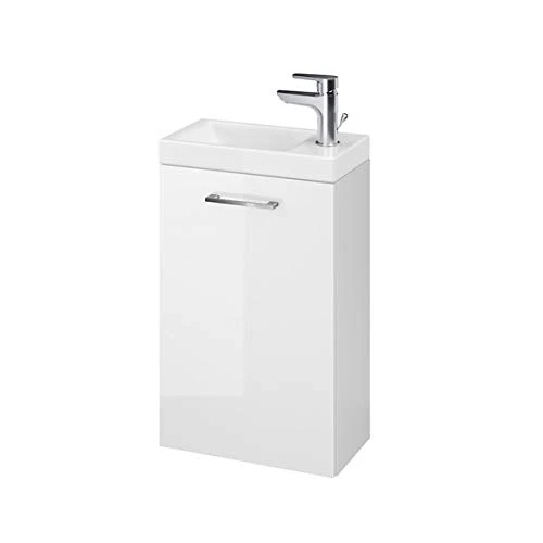 VBChome Das Lara Set 40 cm Bianco Lavabo Mobile da bagno Bianco Lucido Superficie Piccolo Bagno degli ospiti Composto da L...