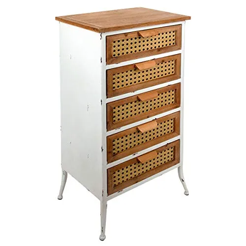 Vidal Regalos Mobile cassettiera Sinfonier marrone legno 5 cassetti fori design rustico antico 92 cm