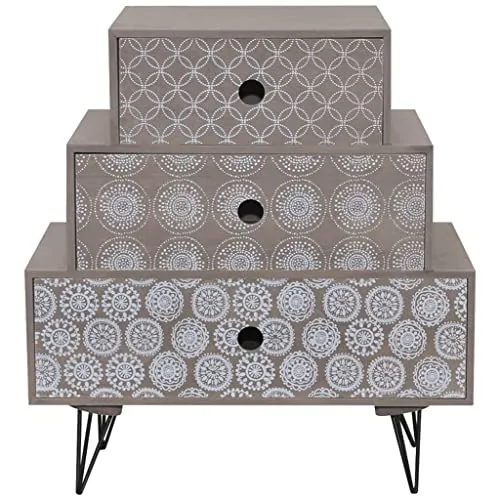 vidaXL Comodino 3 Cassetti Grigio e Marrone Armadietto Notte Stand Cassettiera