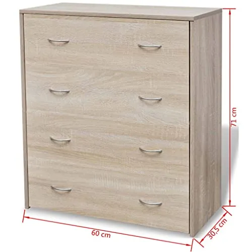 vidaXL Credenza con 4 Cassetti Rovere Cassettiera Mobiletto Mobile Arredo