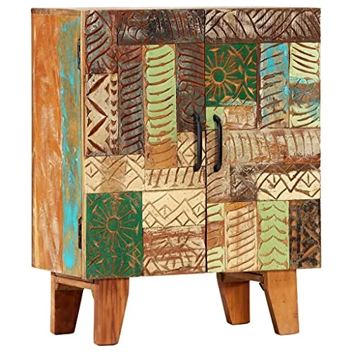 vidaXL Credenza Intagliata Mano Massello di Recupero con Ante Armadietto Madia Rustico Artigianale Cassettiera Consolle Mu...