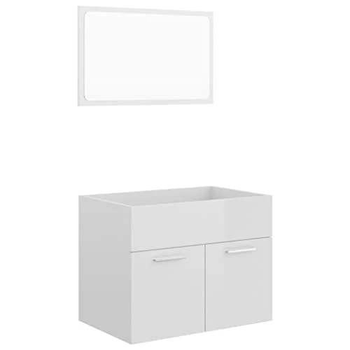 vidaXL Set Mobili da Bagno 2 pz Bianco Lucido Truciolato