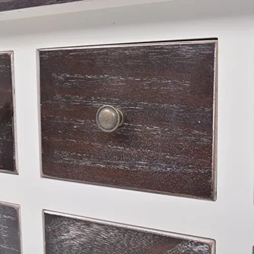vidaXL Tavolo consolle legno con 6 cassetti bianco