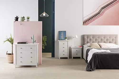VS Venta-stock Cassettiera 5c Berna Colore Bianco, Realizzato Pino Massiccio