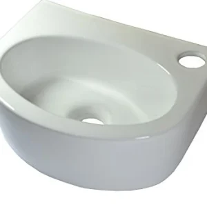 Piccolo lavabo ceramica, montaggio parete, da appendere, ovale, rettangolare, bianco, 43,5 x 30 cm warenplus