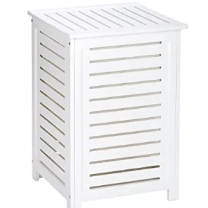 WENKO Cesto per la biancheria Oslo, Legno, 45 x 65 x 45 cm, Bianco