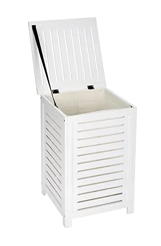 WENKO Cesto per la biancheria Oslo, Legno, 45 x 65 x 45 cm, Bianco