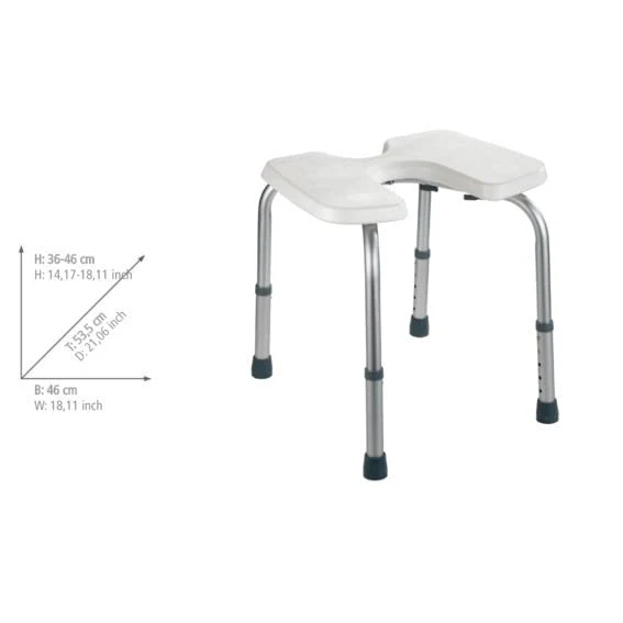 WENKO Sgabello doccia Secura - Sgabello per doccia con apertura igienica, portata 120 kg, Plastica, 46 x 36-46 x 53.5 cm,...