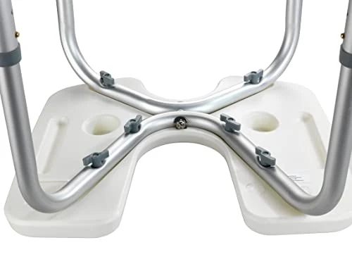 WENKO Sgabello doccia Secura - Sgabello per doccia con apertura igienica, portata 120 kg, Plastica, 46 x 36-46 x 53.5 cm,...
