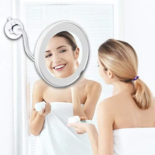 WENYOG Specchio Trucco Specchio per Il Trucco Specchio Flessibile con specchi di vanità Leggera 10x Specchi da ingrandimen...