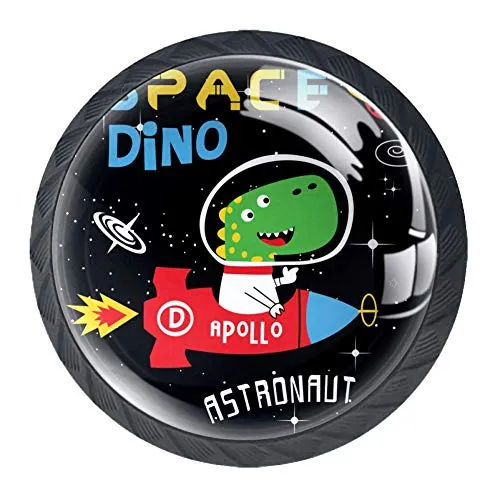 Wetia Rocket Cartoon Dinosaur per la Cucina di casa Armadio Armadio Armadio Nero 3,5 x 2,8 cm